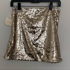 Altar’d State Gold Sequin Mini Skirt